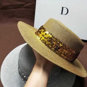 Chapeau de paille ruban paillette