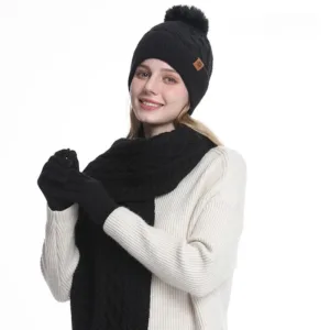 Bonnet, écharpe et gants d'hiver pour femme