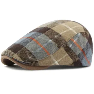 Béret en laine à carreaux