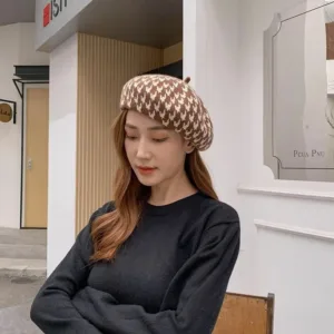 Béret à carreaux femme