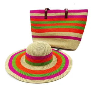 Ensemble chapeau et sac multi couleur