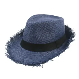 Trilby en paille avec ruban