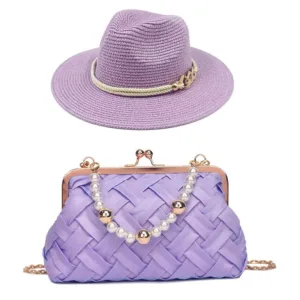 Chapeau de paille et sac perles