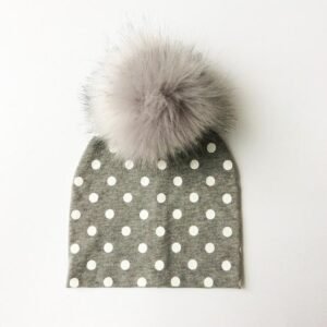 Bonnet en coton imprimé avec pompon